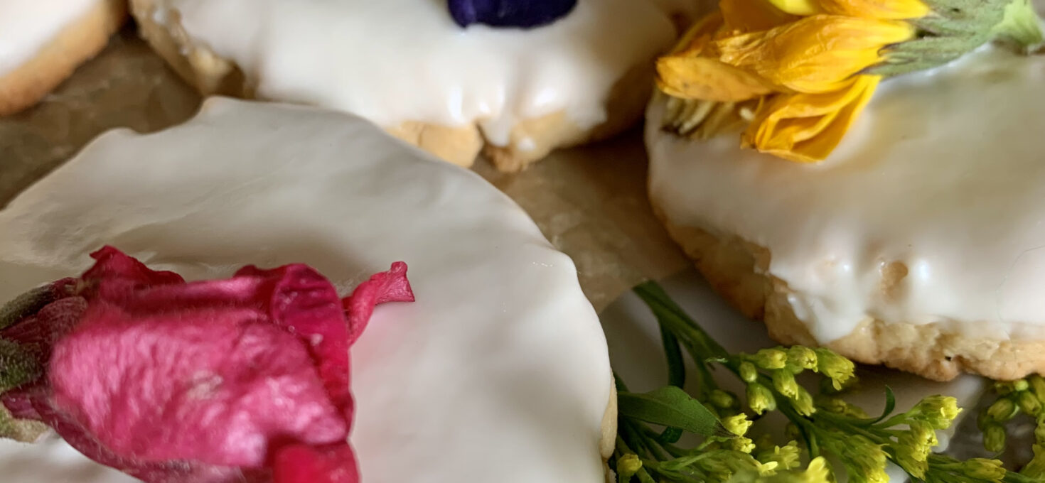 Gluten Free White Chocolate Floral Sugar Cookies