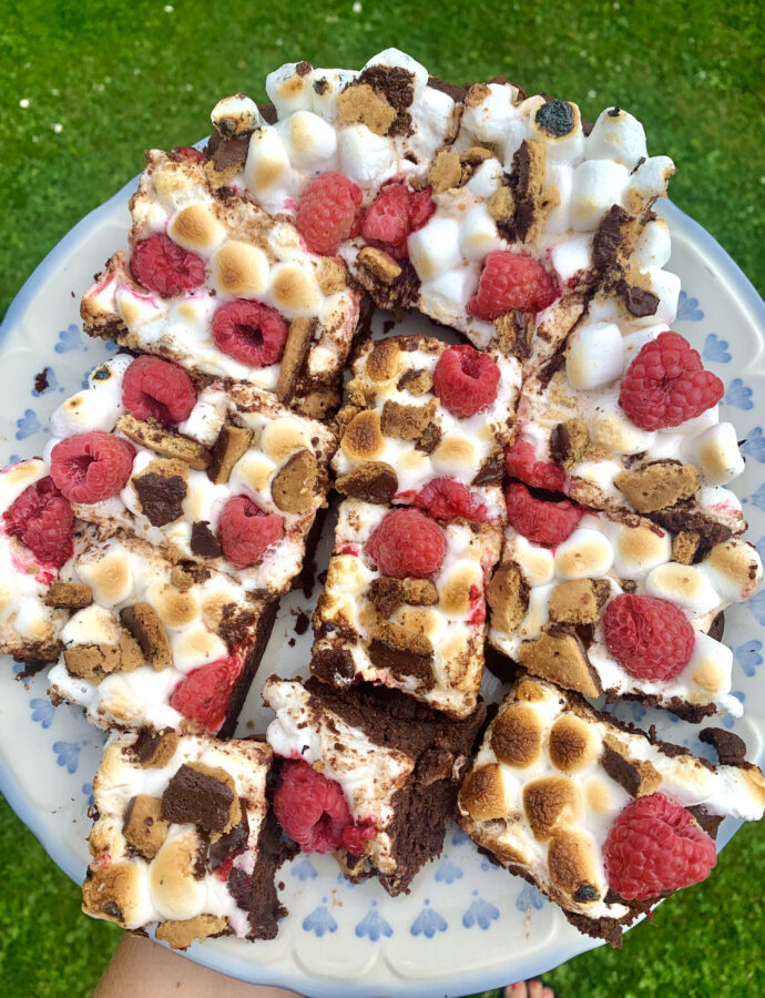 Double Fudge Raspberry Chunk S’mores Brownies